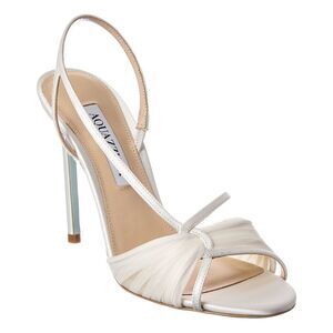 Aquazzura Sweet Whisper 105 Satin Slingback Sandal, White